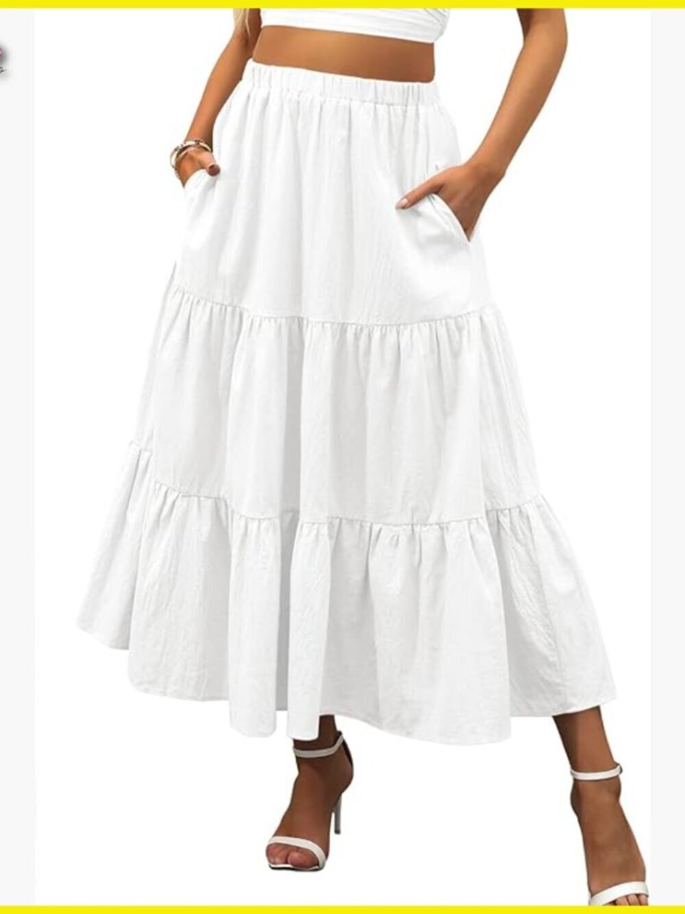 Boho Flowy Tiered Maxi Skirt Elastic Waist Beach Dress Summer Chic Trendy